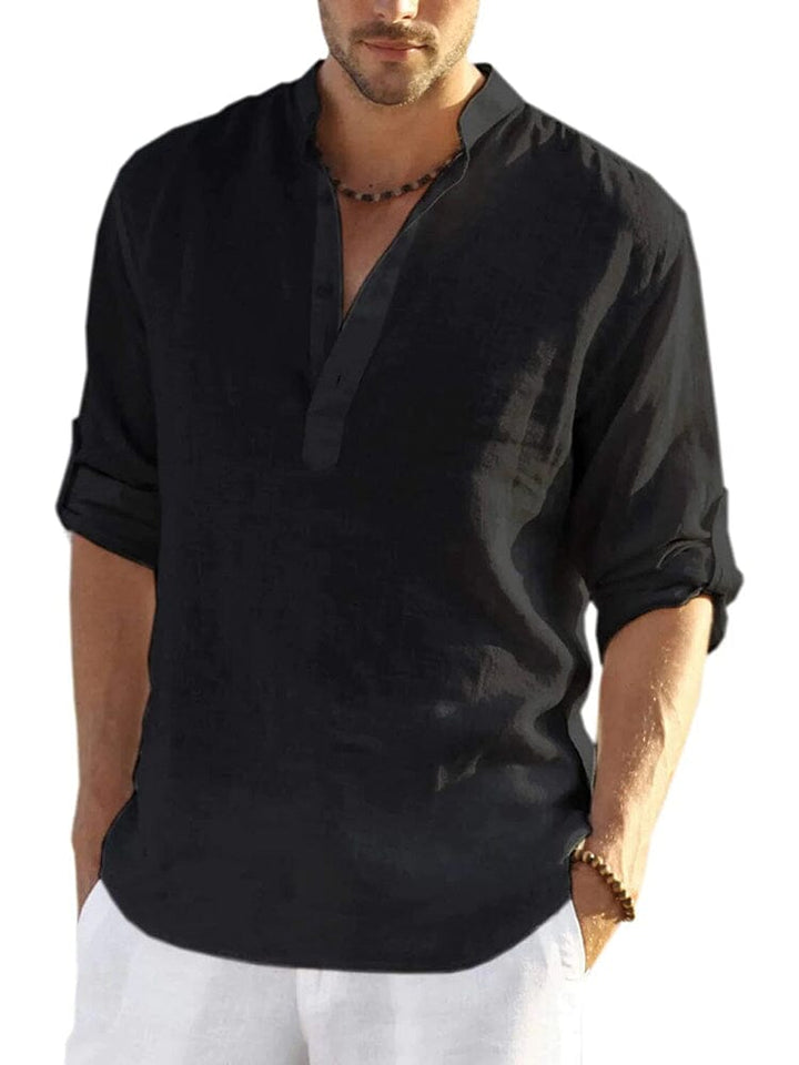 Arrigo | Cotton Linen Style Henley Shirt