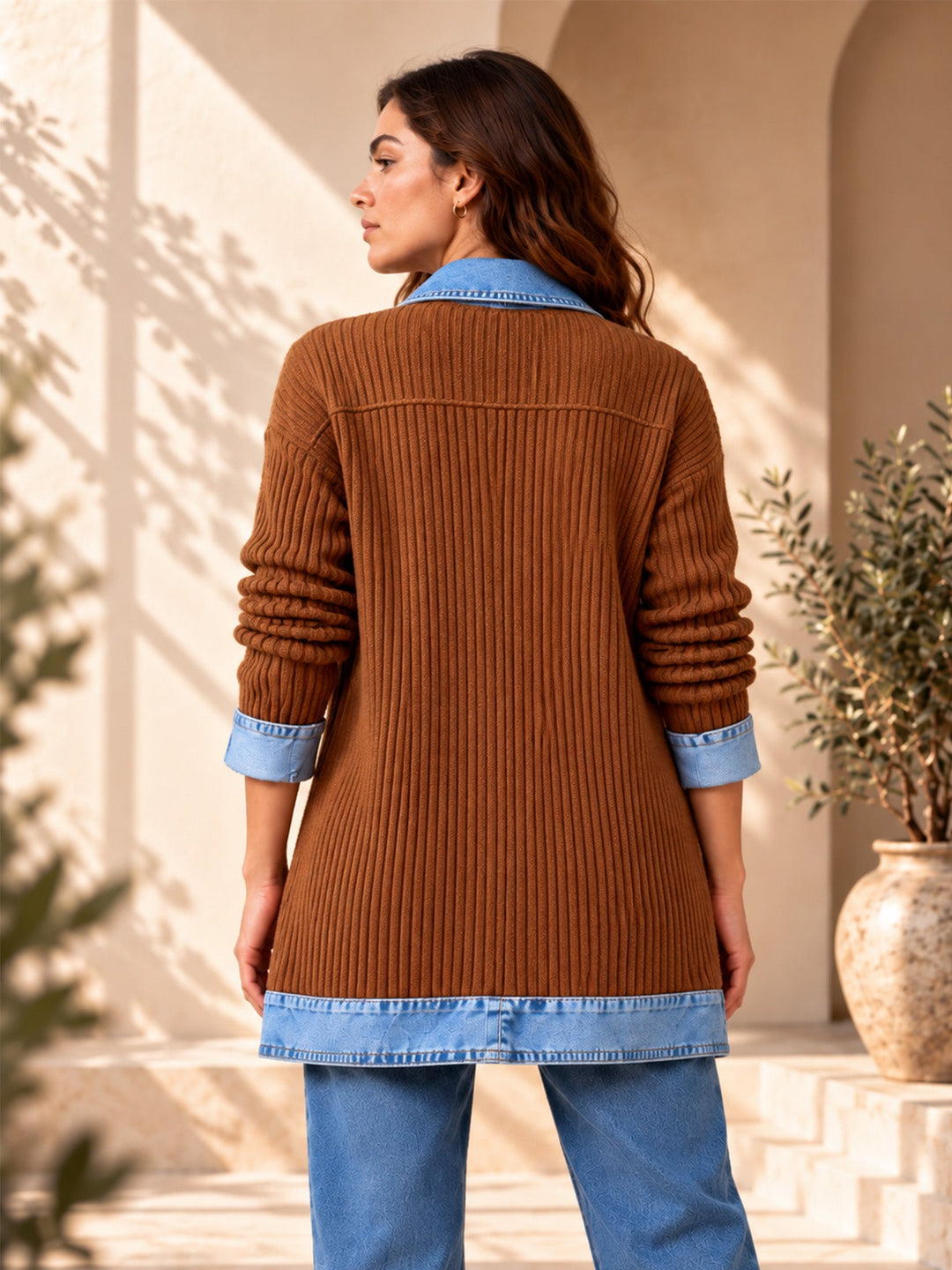 Amy | Elegant women's ribbed coat