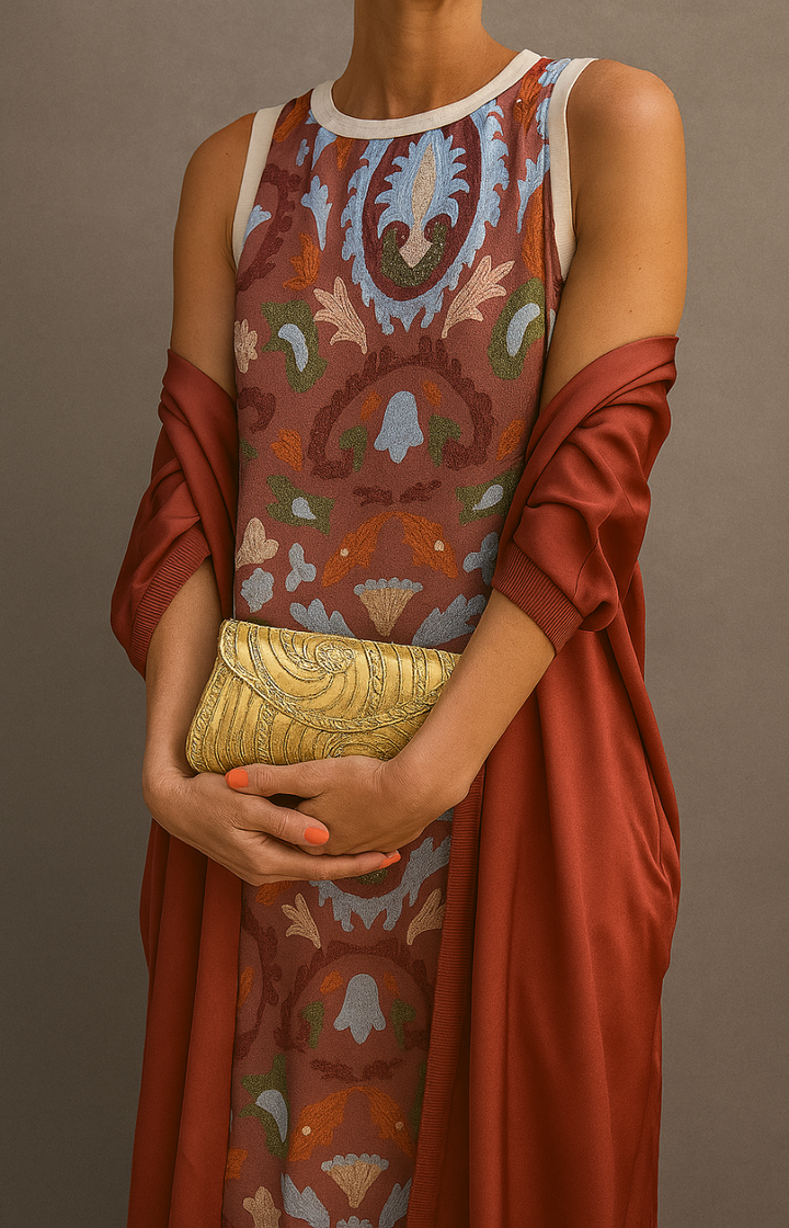 Lauren | Printed maxi dress set with matching vest