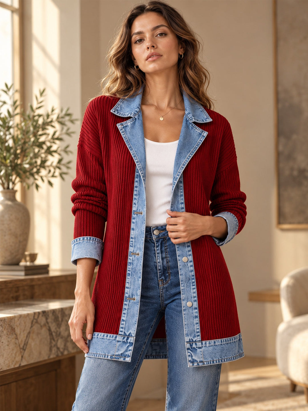 Amy | Elegant women's ribbed coat