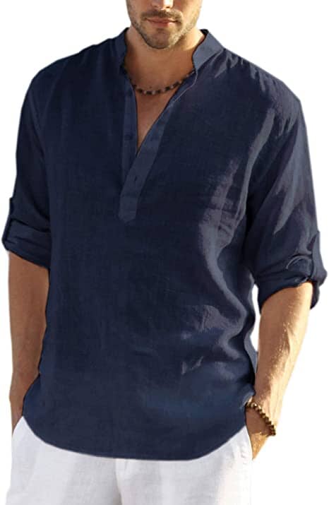 Arrigo | Cotton Linen Style Henley Shirt