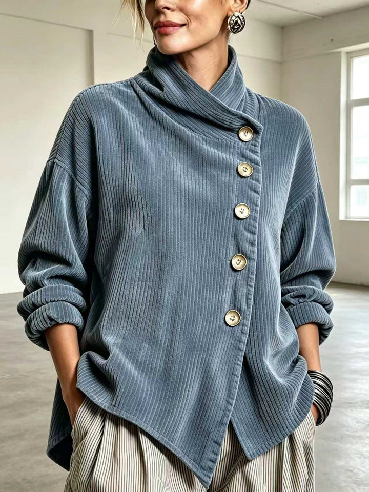 Diana | Pull en velours côtelé à col montant