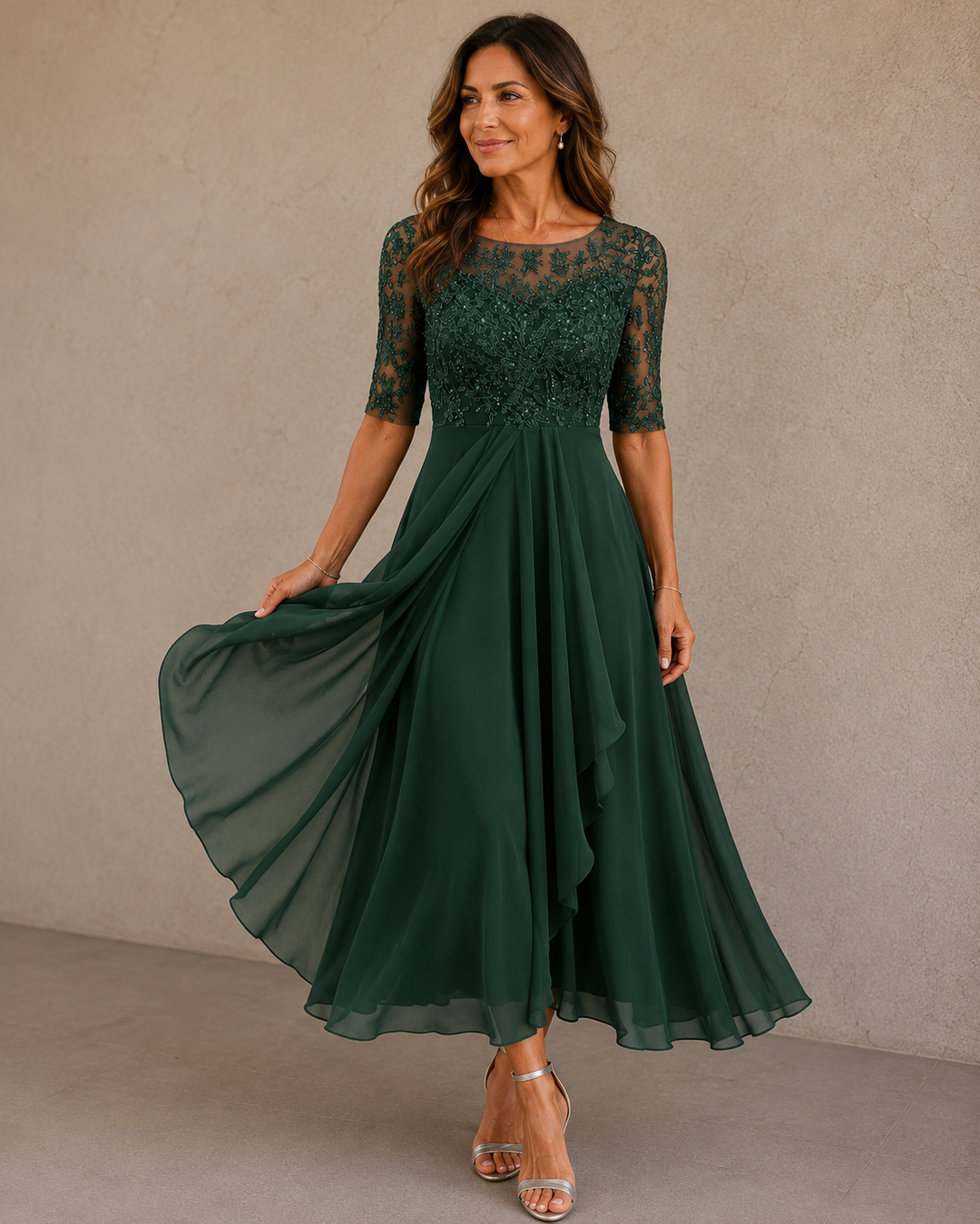 Celeste | Lace and Chiffon Dress