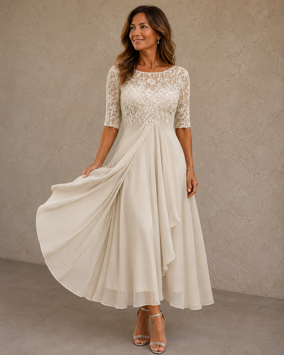 Celeste | Lace and Chiffon Dress