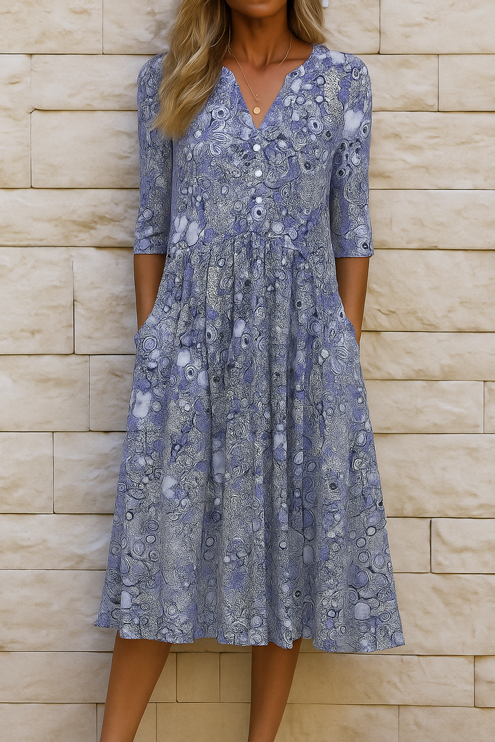 Mackenzie | Printed midi dress with a V-neck