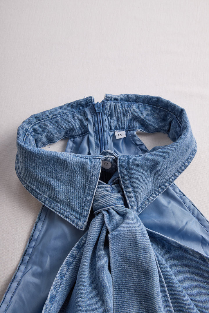 Marcella | Stylish Sleeveless Halter Blouse with Neck Tie Detail