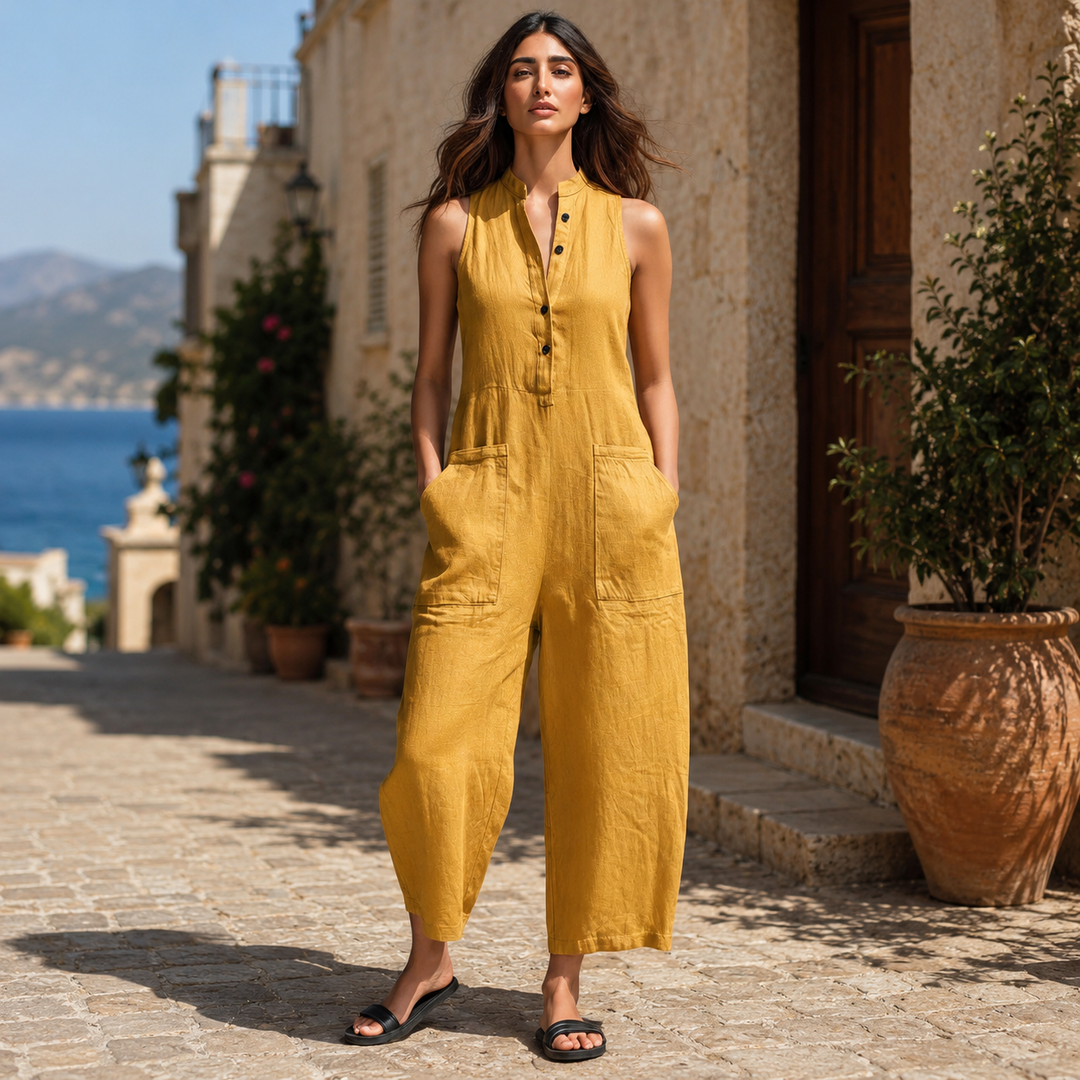 Leonora | Minimalist Sleeveless Linen-Blend Jumpsuit