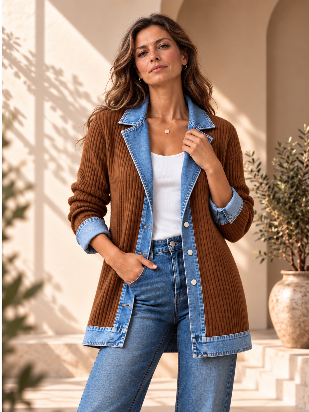 Amy | Manteau côtelé élégant pour femme