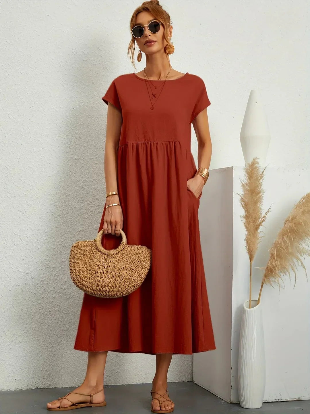 Loretta | Lightweight Soft Cotton Dress with Pockets