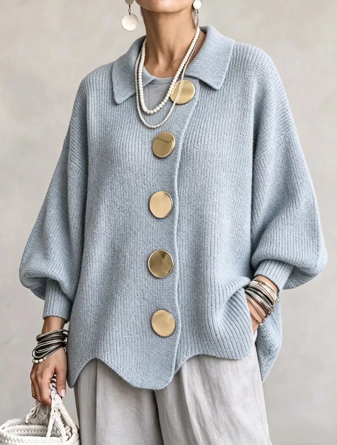 Madison | Oversized cardigan with large gold buttons