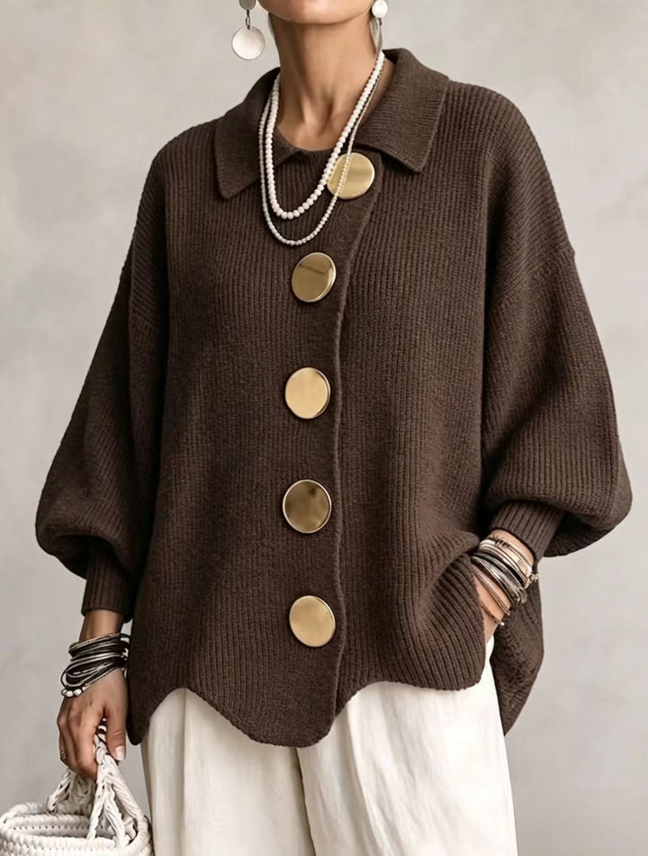 Madison | Oversized cardigan with large gold buttons