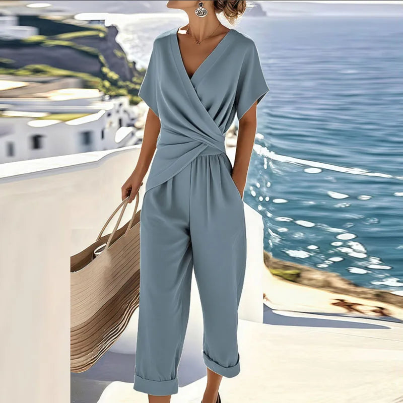 Chiara | Elegant Wrap-Style Capri Set