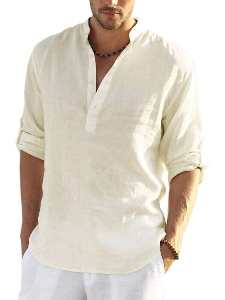 Arrigo | Cotton Linen Style Henley Shirt