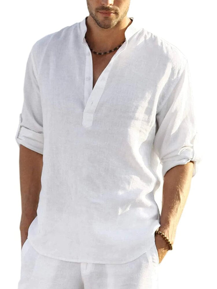Arrigo | Cotton Linen Style Henley Shirt