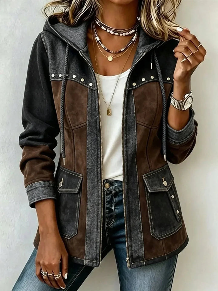 Ruby | Veste Bicolore Chic à Capuche
