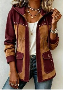 Ruby | Veste Bicolore Chic à Capuche