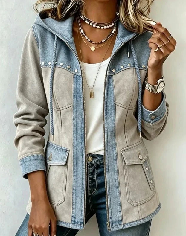 Ruby | Veste Bicolore Chic à Capuche