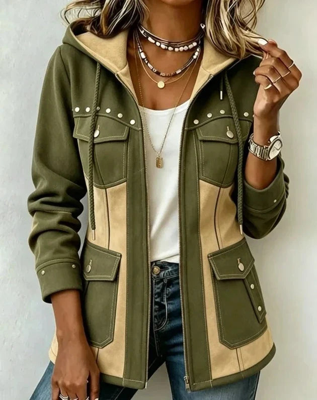 Ruby | Veste Bicolore Chic à Capuche