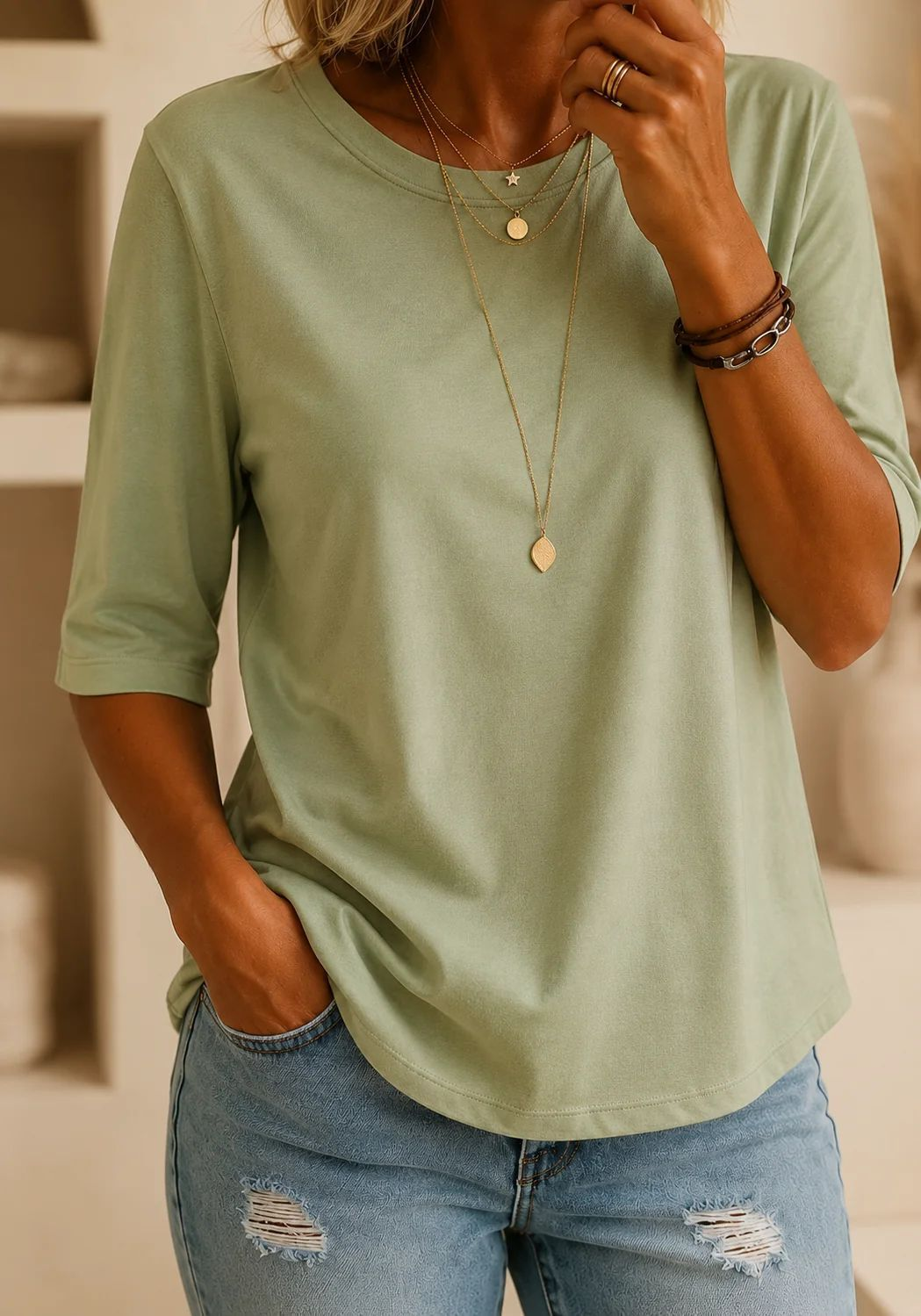 Ashley | Relaxed Everyday Half-Sleeve Tee