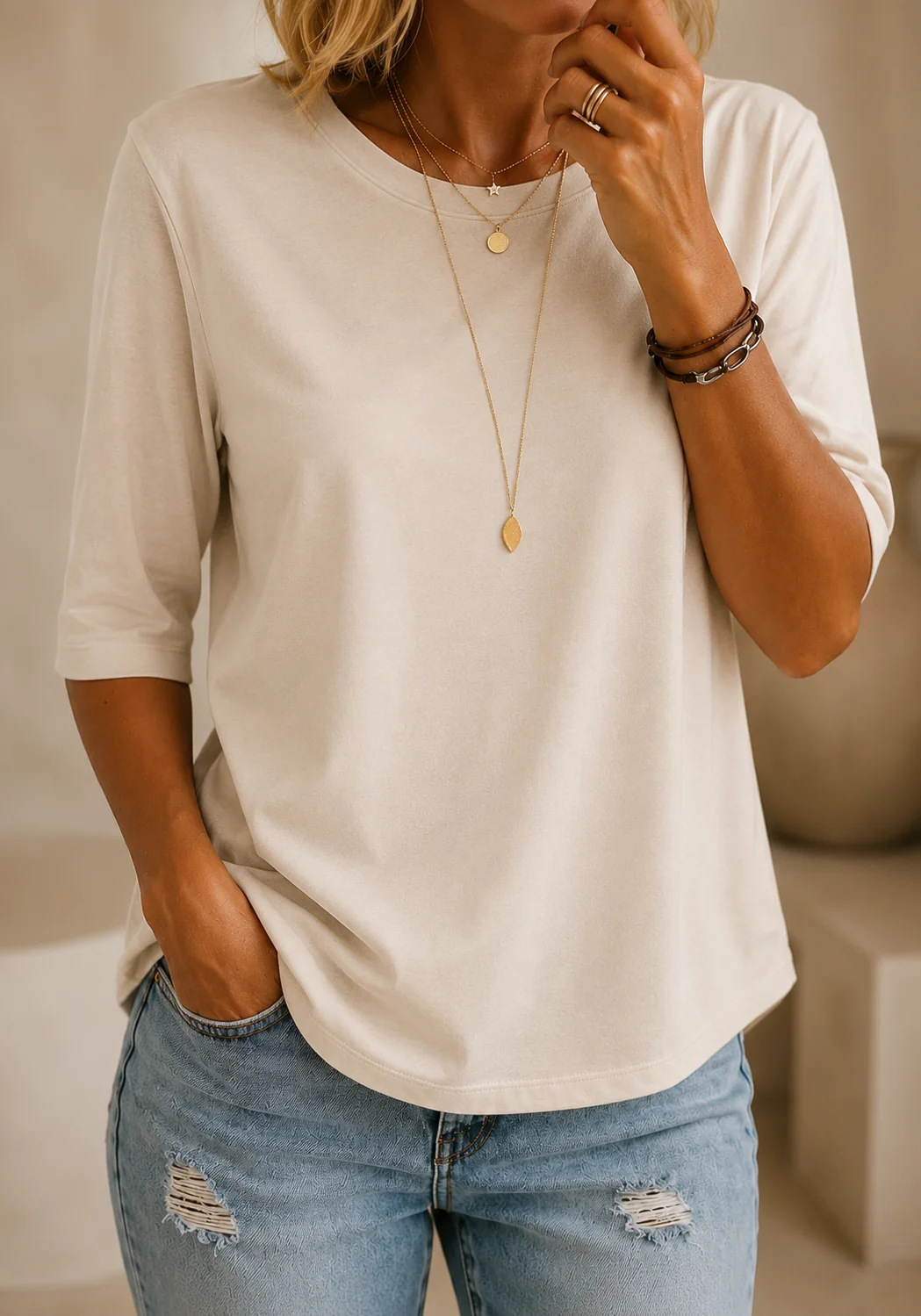 Ashley | Relaxed Everyday Half-Sleeve Tee