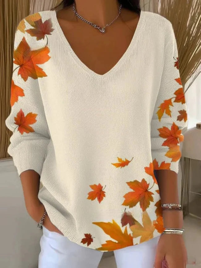 Elsie |  Comfortable Ribbed Knit V-Neck Sweater