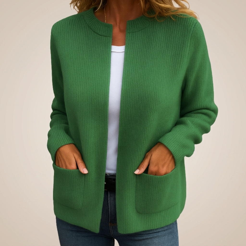 Estelle | Gilet Zippé en Maille Chaude à Poches