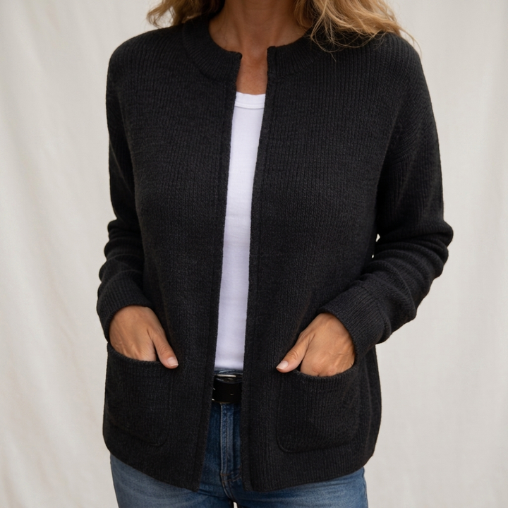 Estelle | Gilet Zippé en Maille Chaude à Poches