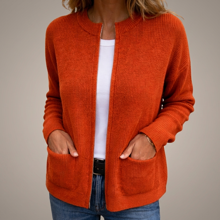 Estelle | Gilet Zippé en Maille Chaude à Poches