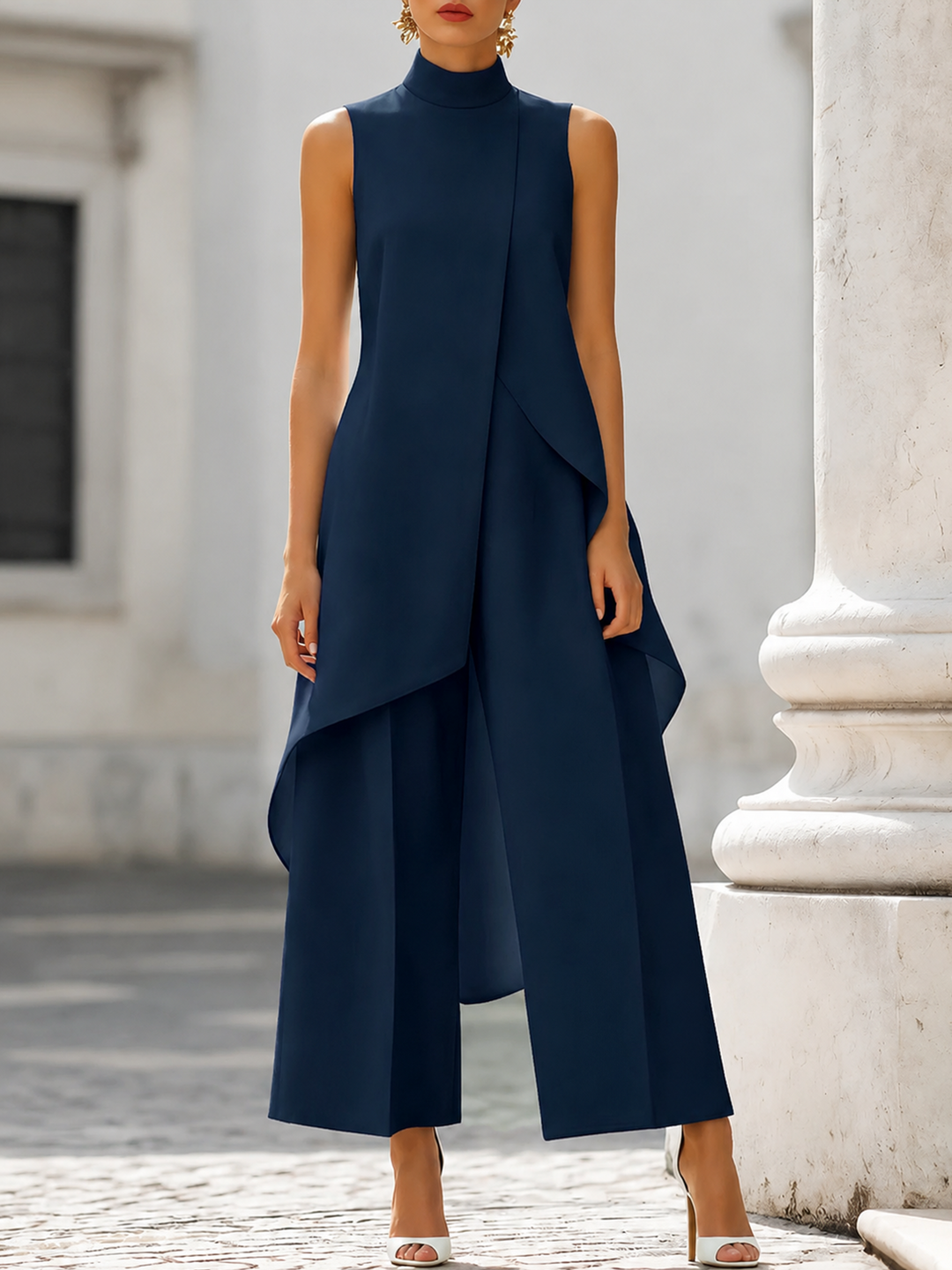 Purple | Wide-leg jumpsuit with an elegant drape