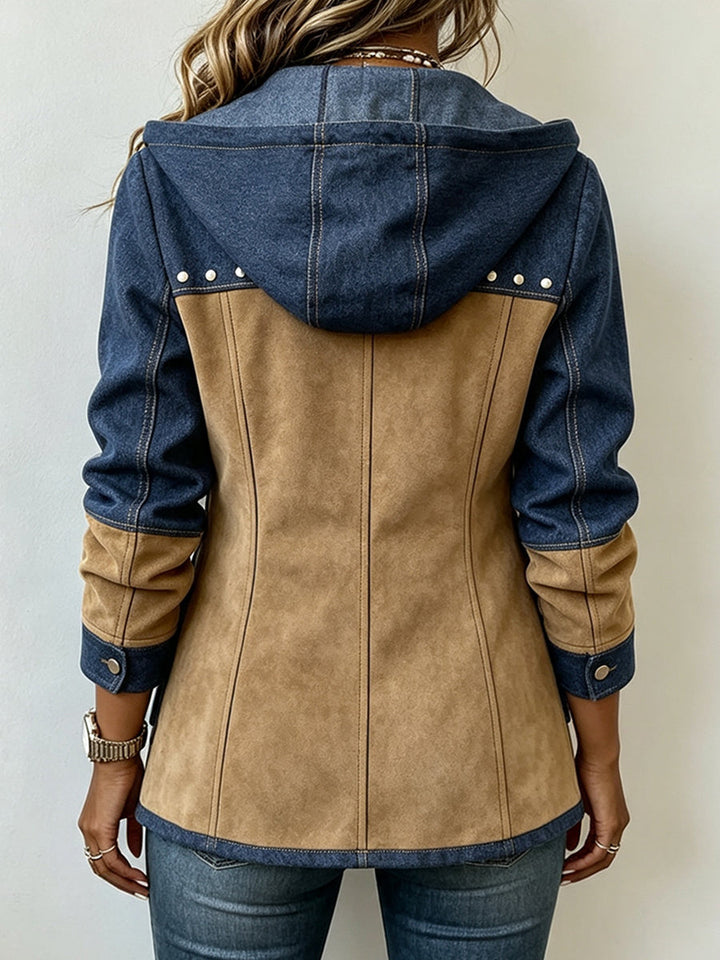 Ruby | Navy and Camel Hooded Jacket
