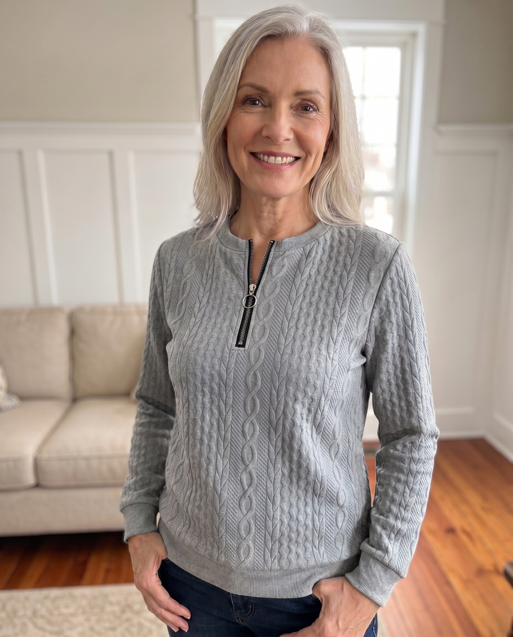 NAZARENA | TEXTURED ZIPPER SWEATSHIRT