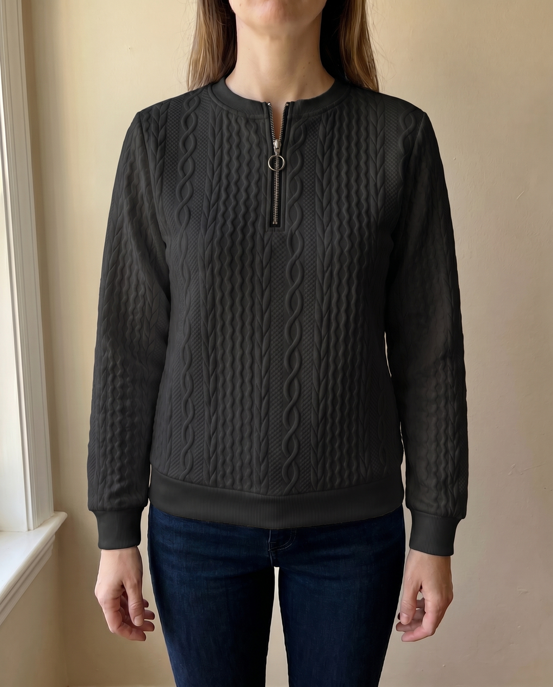 NAZARENA | TEXTURED ZIPPER SWEATSHIRT